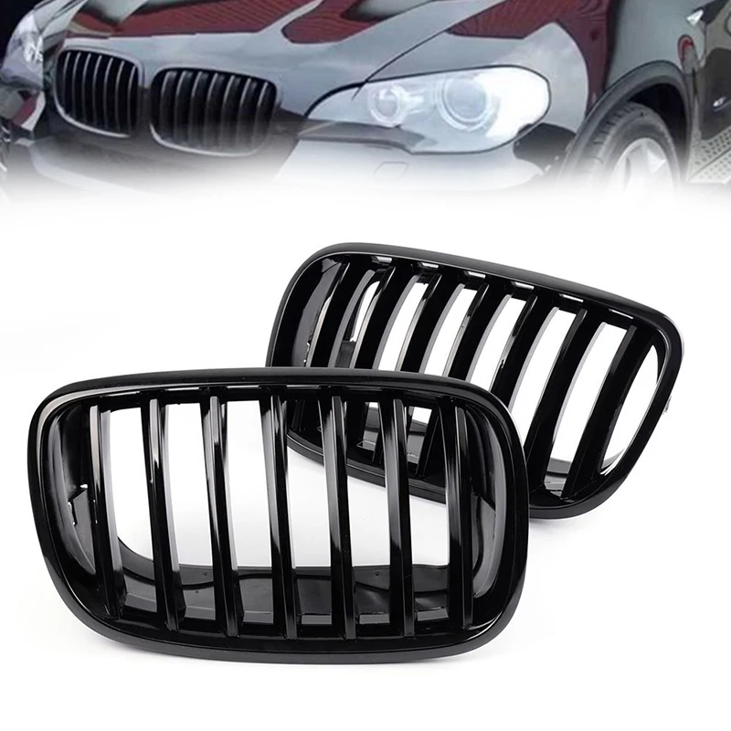

One Pair Glossy Black ABS plastic Front Bumper Kidney Grille For BMW E70 X5 2007-2013 E71 X6 2007-2013