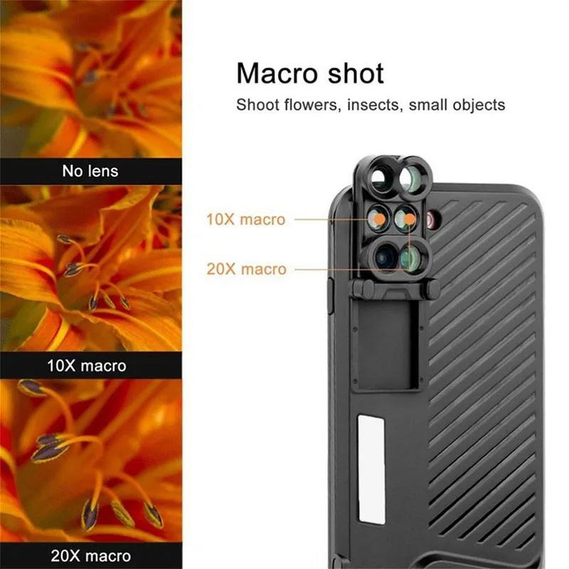 DOITOP 6 в 1 объектив для телефона с чехлом iPhone 7 8 Plus широкий Angle10X макрообъектив рыбий