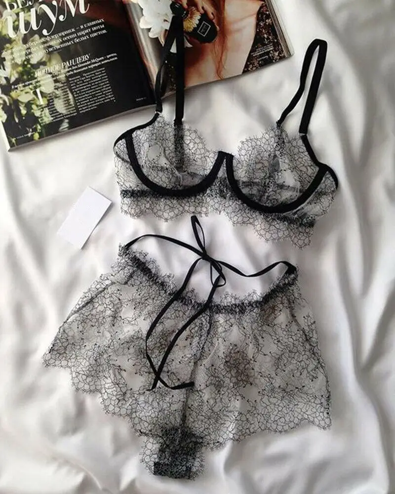 

Ladies Women Lace Sexy Sleepwear Lingerie Underwear Nightwear Bra Sets