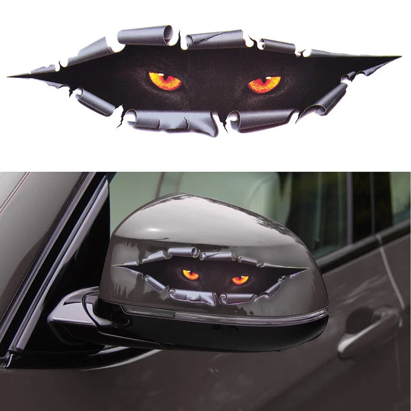 

5*17cm PVC glue 3D Auto Car Window Creative Sticker Simulation Monster Leopard Eye Peeking Decal