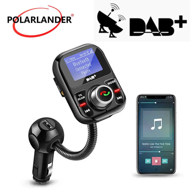 Хэндс-фри антенна зарядки Порты FM передатчик ЖК-дисплей Дисплей Bluetooth MP3 цифровой плеер DAB/DAB+ ресивер TF зарядных порта USB для автомобиля Kit
