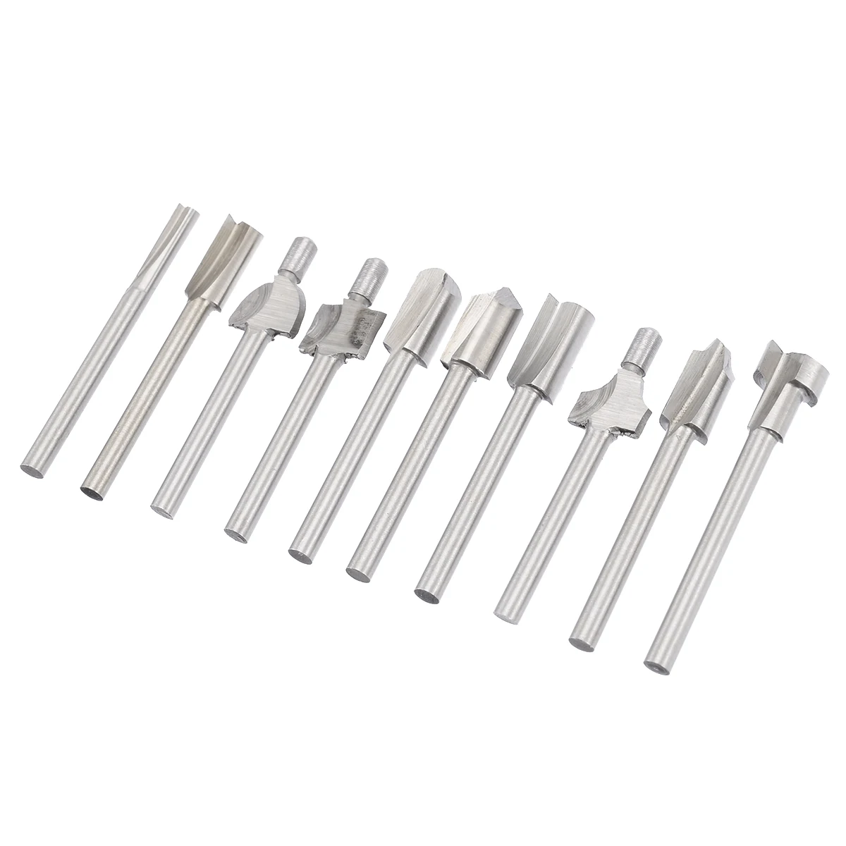 10Pcs/Set 3mm 1/8" Woodworking Mini Shank HSS Titanium Router Bits For