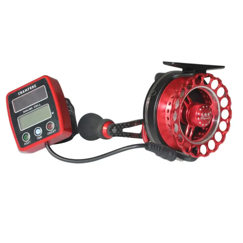 

Solar Power Counting Fish Line Wheel + Digital LCD Display Round Fish Boat