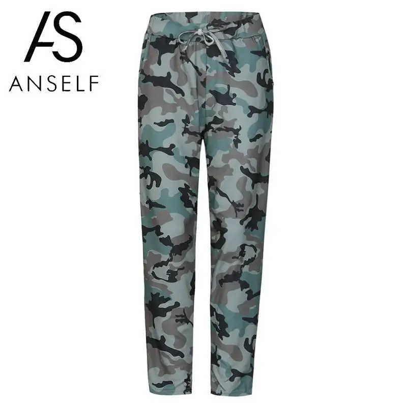 Anself Fashion Women Long Pants Camouflage Print