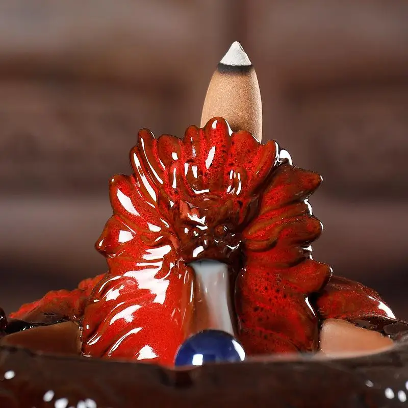 

Dragon Backflow Incense Burner Smoke Waterfall Incense Burner Holder Ceramic Censer Smell Aromatic Home Office Incense Road
