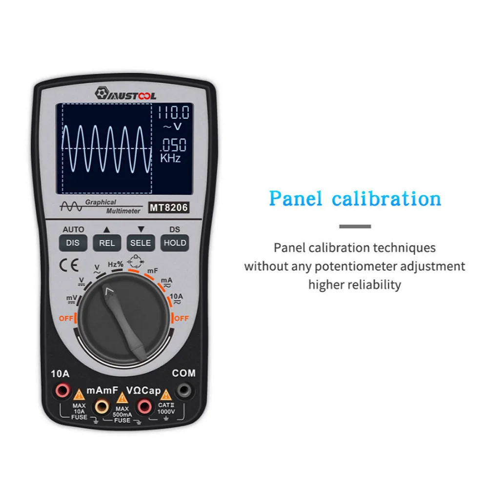 

Digital Multimeter MT8206 2 in 1 Intelligent Digital Oscilloscope Multimeter with Analog Bar Graph 200k High-speed 4000 Counts