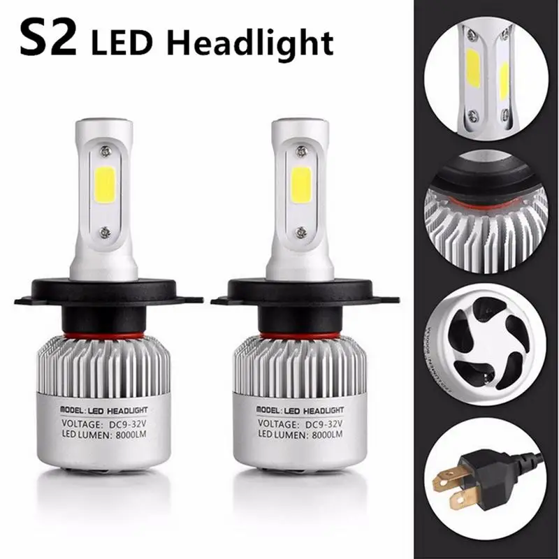

2PCS Car S2 COB LED Headlight Super Bright High And Low Beam Light Bulb H7 H4 H11LED Headlamp For SUV Truck