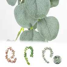 AUGKUN искусственный зеленый эвкалипт виноградные листья Искусственный цветок розы шифрование эвкалипта ротанг, искусственные растения стены Свадебный декор