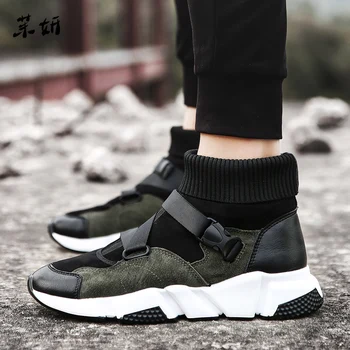

Famous Brand High Top Casual Shoes Men Fashion Hasp Sock Shoes Mens Sneakers Outdoor For Male Camouflage Socks Sneakers