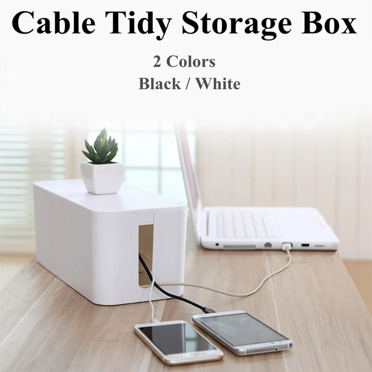 

PP Removable Cover Design Convenient Black White Cable Tidy Storage Box Power Switch Easy to Heat Emission Prevent Dust Safety