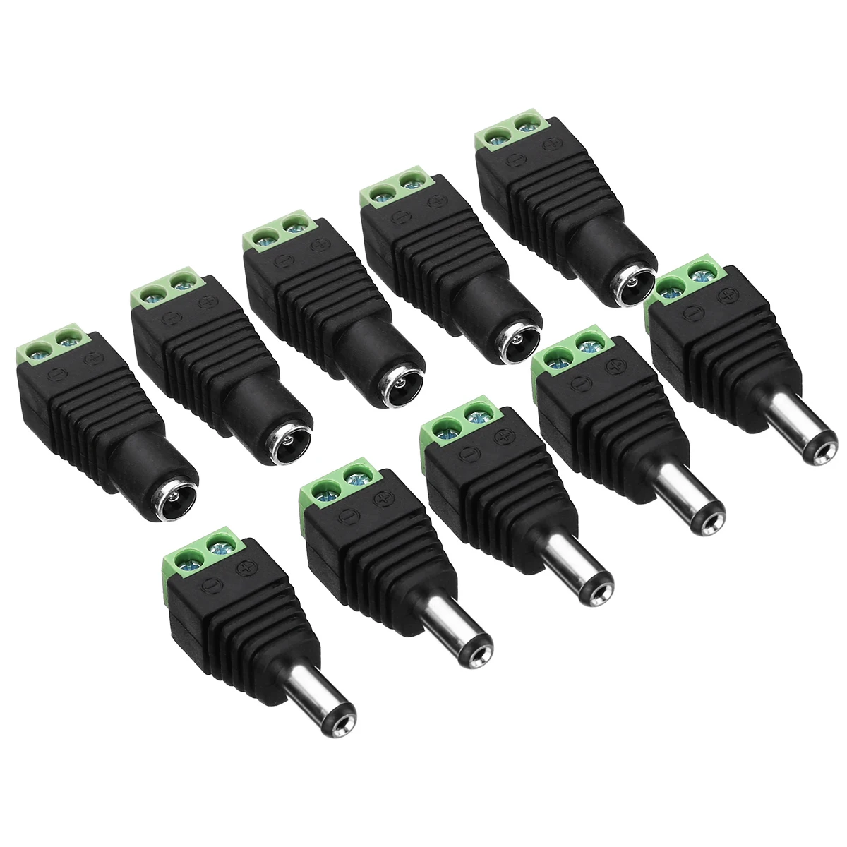 

5 Pair Female + Male DC Power Jack Connector Crimp Terminal Block Plug Adapter for CCTV Cable