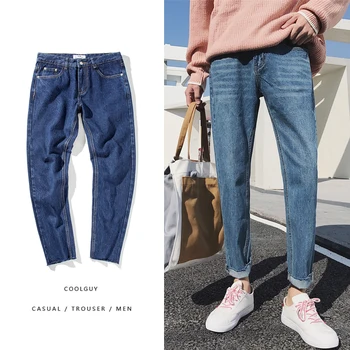 

Spring New Jeans Men Slim Fashion Washed Solid Color Casual Denim Pants Man Streetwear Hip Hop Cowboy Trousers Male Clothes