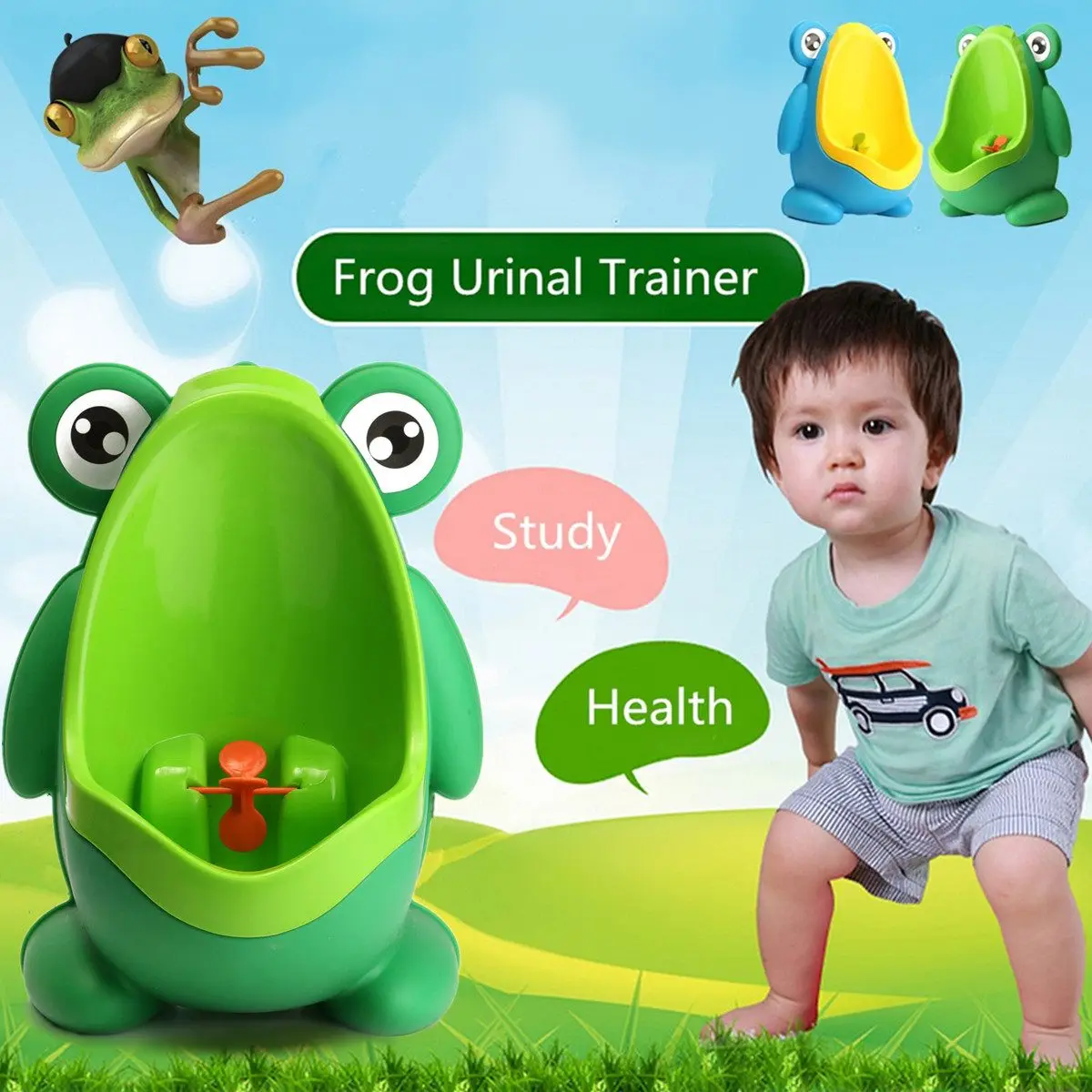 Fiog Shaped Children Potty Toilet Training 15x20.5x29cm Potty Toilet for 0-6 Yeas Old Baby Urinal Kids Boys Pee Trainer Bathroom