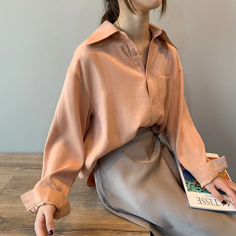 

European street style 2019 new women's long sleeve tops and blouses ladies casual loose shirt korean fashion clothing 4 colors
