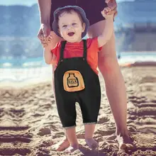 Джинсовые комбинезоны; повседневные джинсы для малышей; штаны на подтяжках с рисунком бутылки