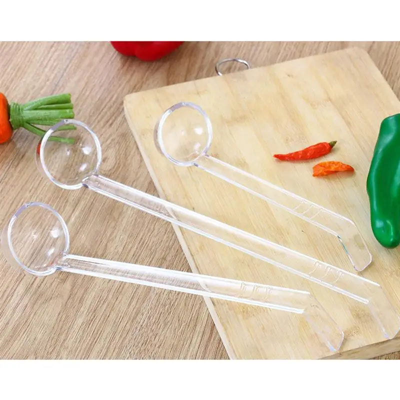 3pcs Plastic Long Handle Punch Serving Ladle Clear Hard Acrylic Ladle