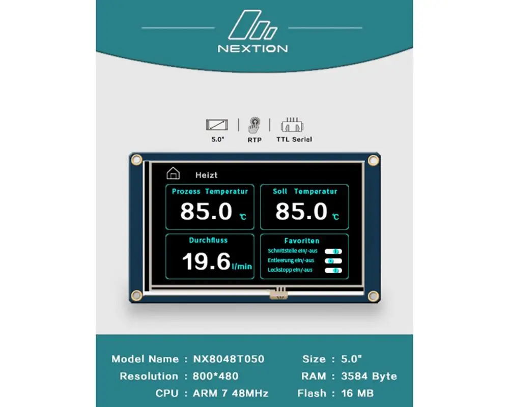 

Nextion NX8048T050 - 5.0" HMI Intelligent Touch Display USART TFT LCD Module