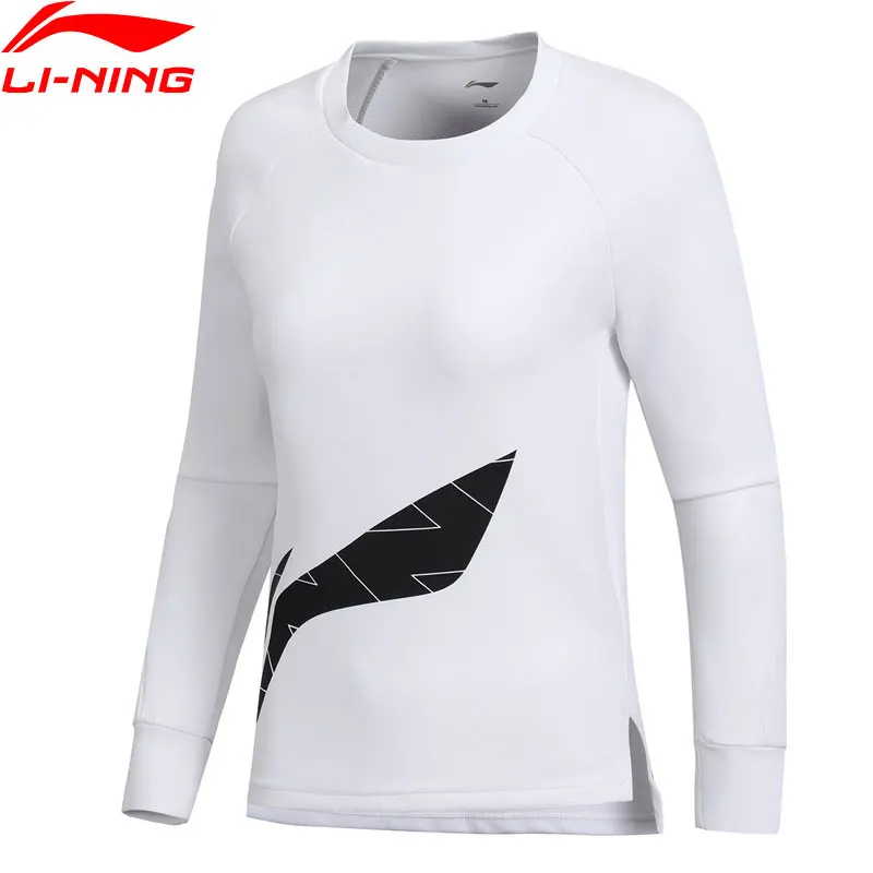 Li-Ning женские тренировочные свитера 92% полиэстер 8% спандекс тонкая посадка дышащая подкладка спортивные топы кофты AWDN962 WWW997
