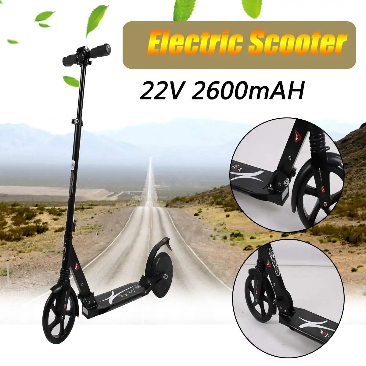 

22V Adult Portable Electric Scooter Folding Long Board Hoverboard Two Wheels Self Balancing Scooter Gyroscooter Bike w/Handle