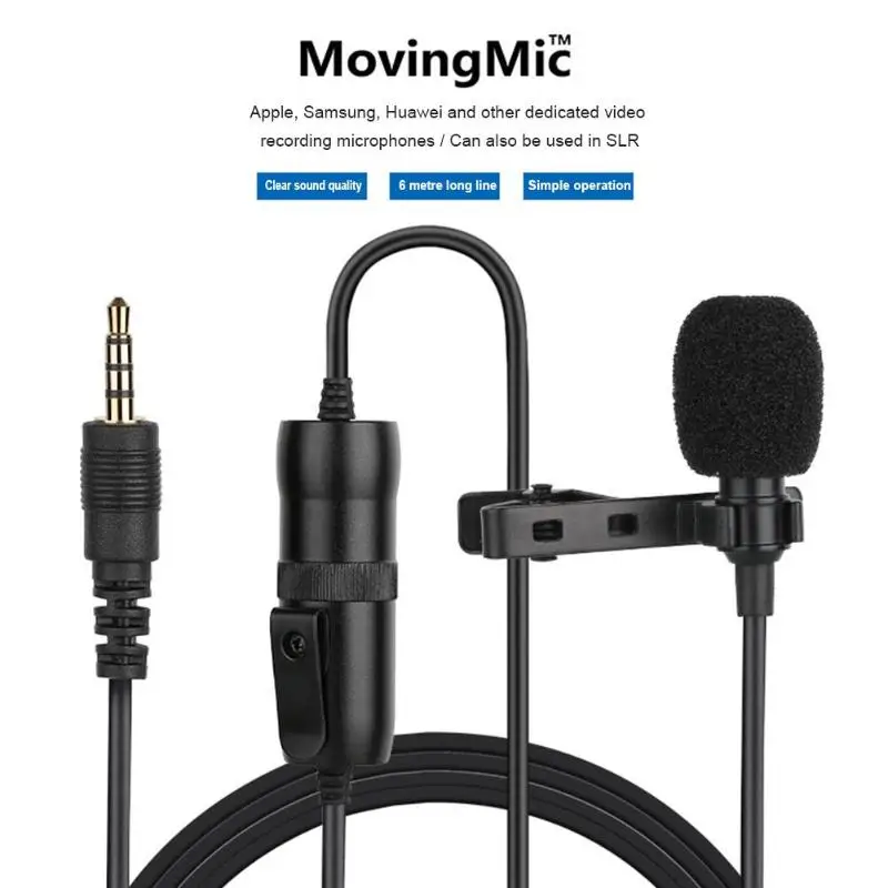 Lavalier-mikrofon 6 m Clip-auf Kragen Kondensator Revers Mic für Smartphone PC plug-in kann verwendet werden direkt bitte verwenden Schönheit Foto