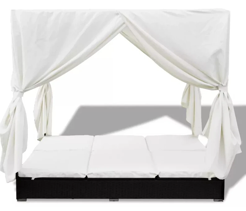 Online Shop Vidax Chaise Longue With Curtains Black Braided Resin