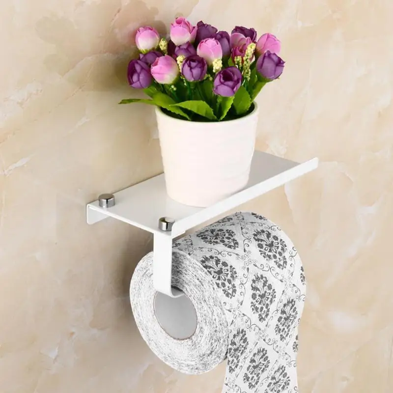 

Wall Mounted Paper Towel Rack Stainless Steel Bathroom Tissue Holder Shelf Toilet Roll Paper Holders