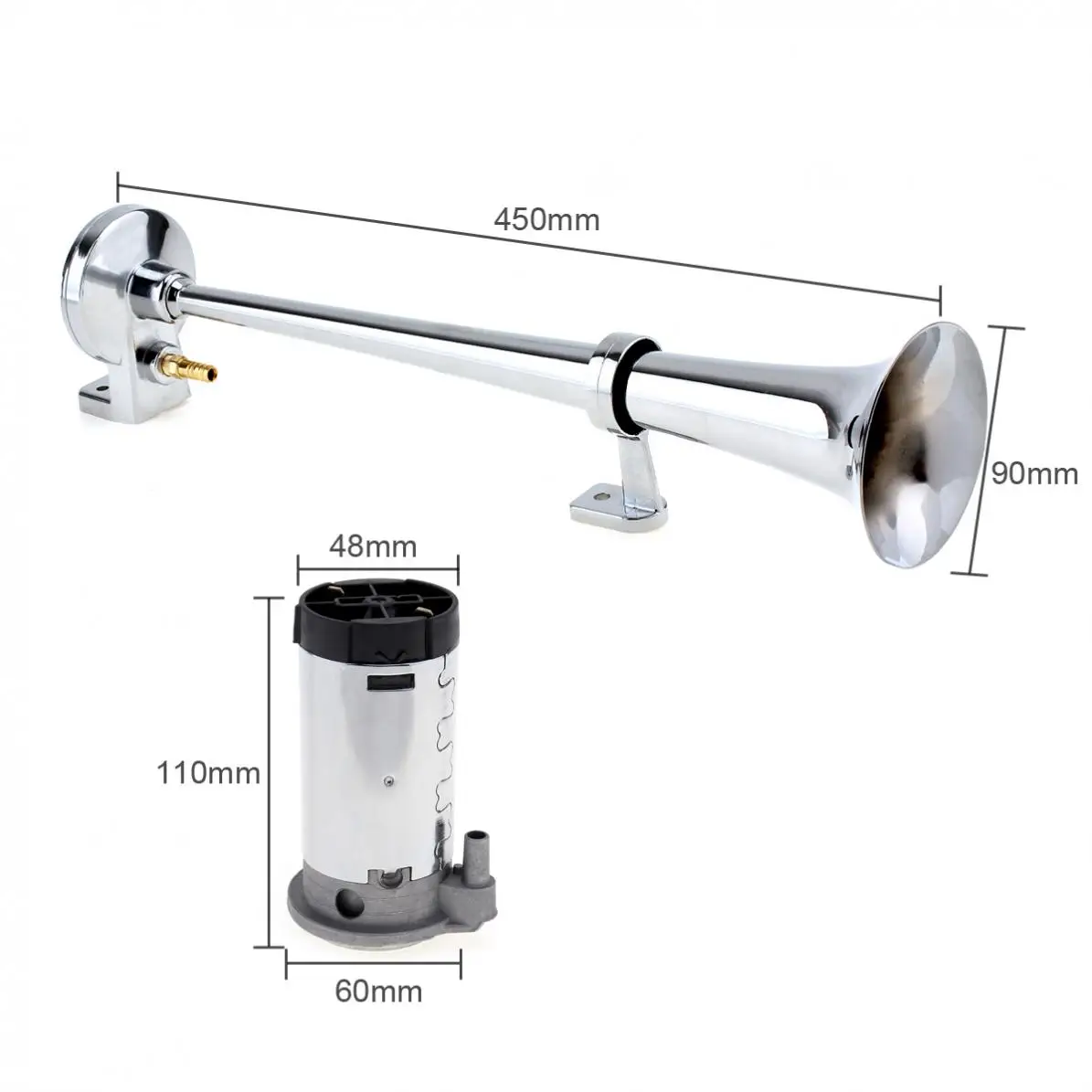 17 Inch 150DB Super Loud 12V Single Trumpet Car Auto Air Claxon Horn Compressor Kit for Car Truck Boat Motorcycles