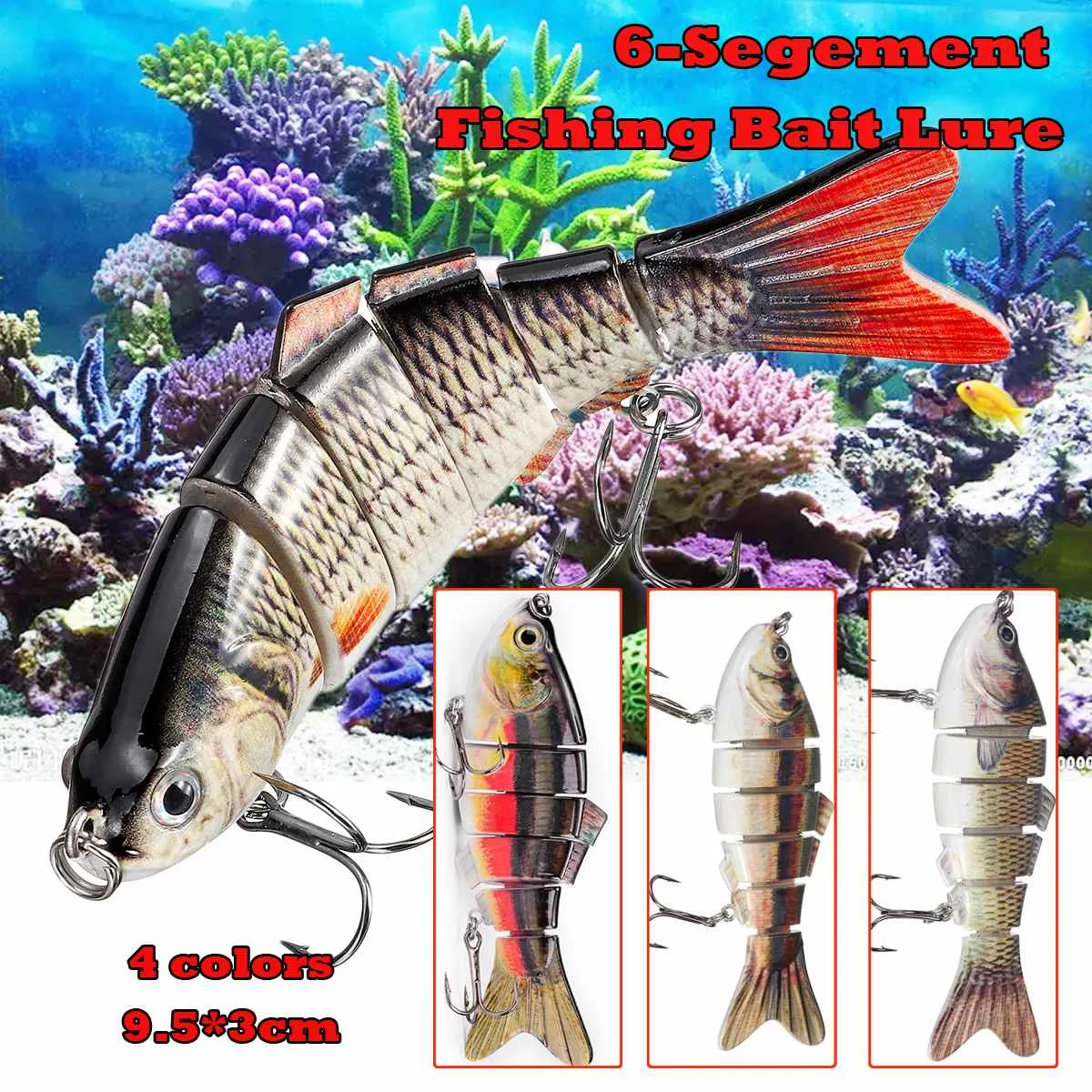 

1pcs Sinking Wobblers 6 Segments Fishing Lures Multi Jointed 3D Eyes Lifelike Crankbait With 2 Hook Fishing Tackle Pesca