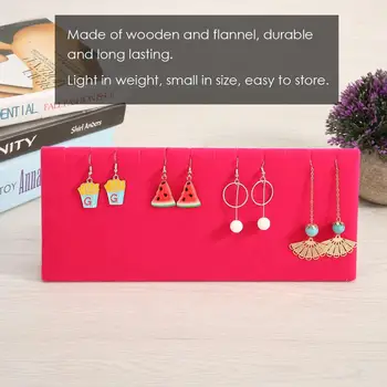 

High-end L Shape Rose Red Flannel Necklace Earrings Jewelry Display Stands Shelf Showcase Pendant Organizer Holder Rack Stand