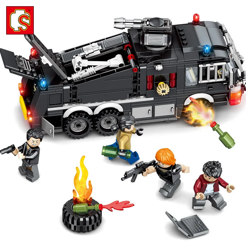 

Water Cannon Vehicle Black Hawk Special Corps S Brand Military Originality Assembling Building Block Alpinia Oxyphylla Toys