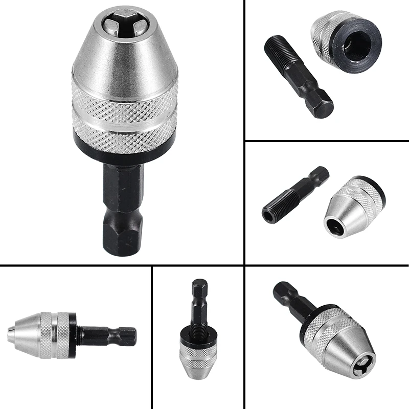  Quick Change Convertor Adapter Chuck Hex Shank Hand Keyless Drill Bits For Power Tools