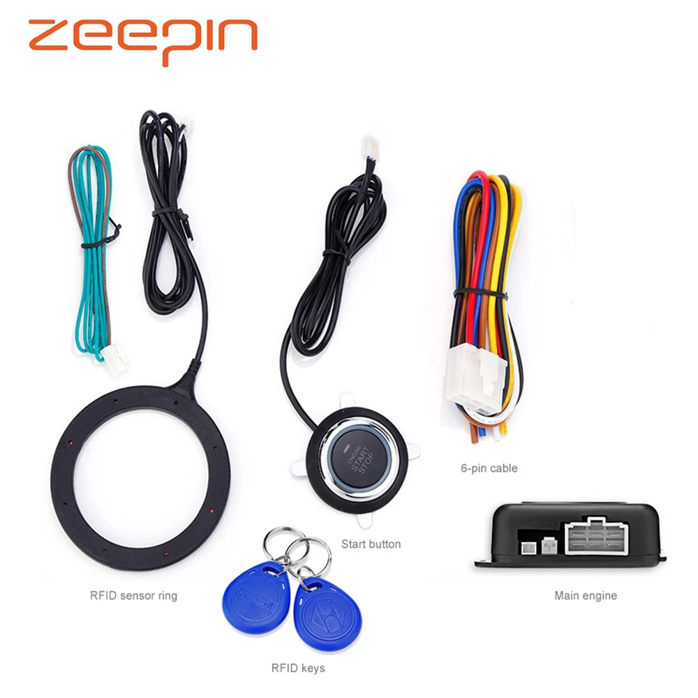 

Car Engine Push Start Button RFID Lock Two-way Anti-theft Alarm System Ignition Starter Keyless Entry Immobilizer ACC-ON-OFF