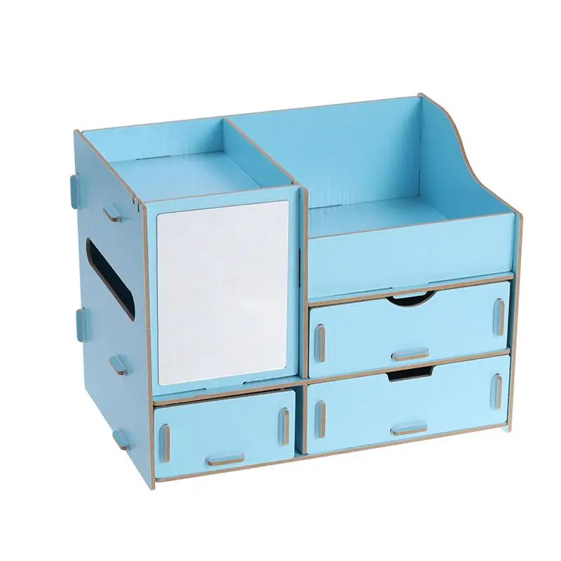 

1pc Cosmetics Storage Box Space-saving Wooden Desktop Cosmetics Organizer Cosmetics Case Makeup Storage Box for Hotel Home Store