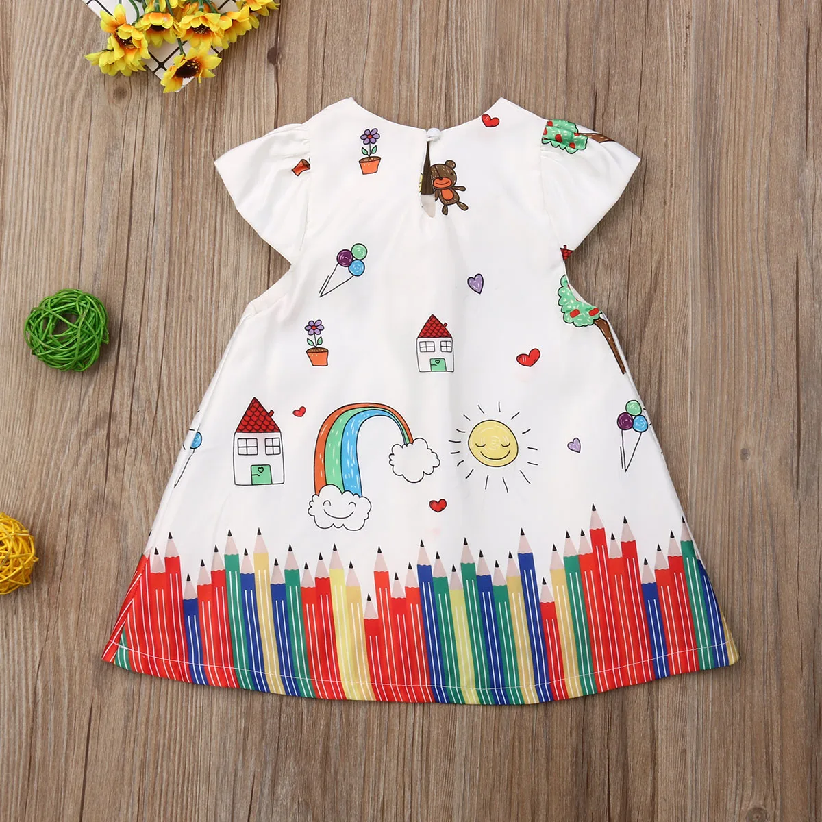 Детская летняя одежда милое платье для маленьких девочек платье до колена с цветочным принтом и бантом праздничная одежда