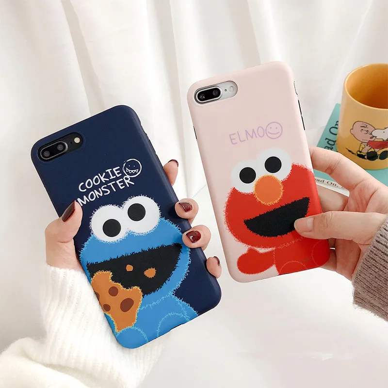 

Cute Cartoon Sesame Street Cookie Elmo Phone Case For iPhone 6 6S Plus 7 8 Plus X XS Max XR Cases Soft Silicon Back Cover Coque