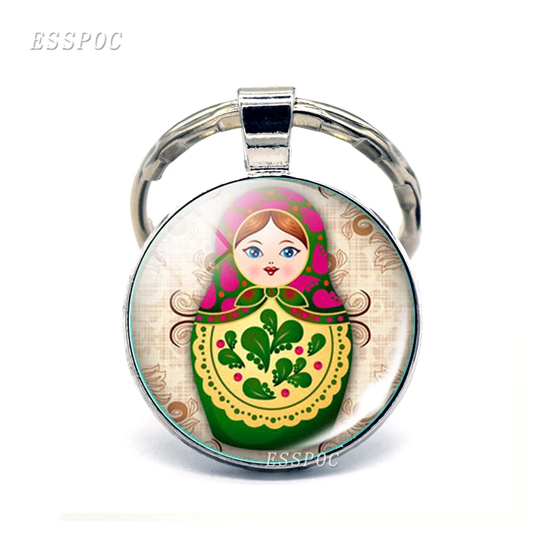 Русская кукла брелок Матрешка рукав мультфильм стеклянный купол ювелирное