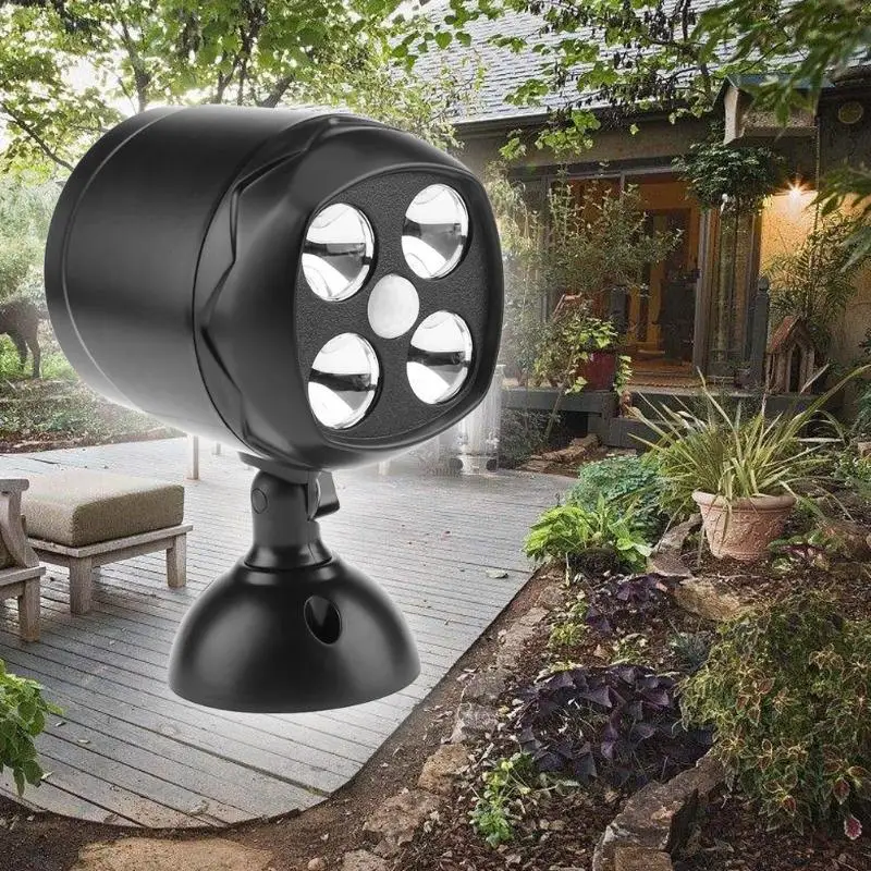 

4 LEDs Rotatable Motion Sensor Lamps Outdoor Aisle Path Spotlights