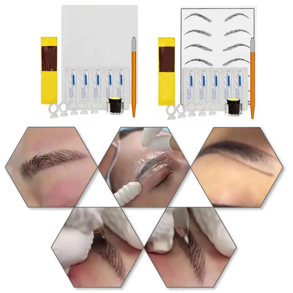 

3D Permanent Eyebrow Tattoo Practice Kit Disposable Microblading Eyebrow Pen Set Manual Eyebrow Pen Cosmetic Tools