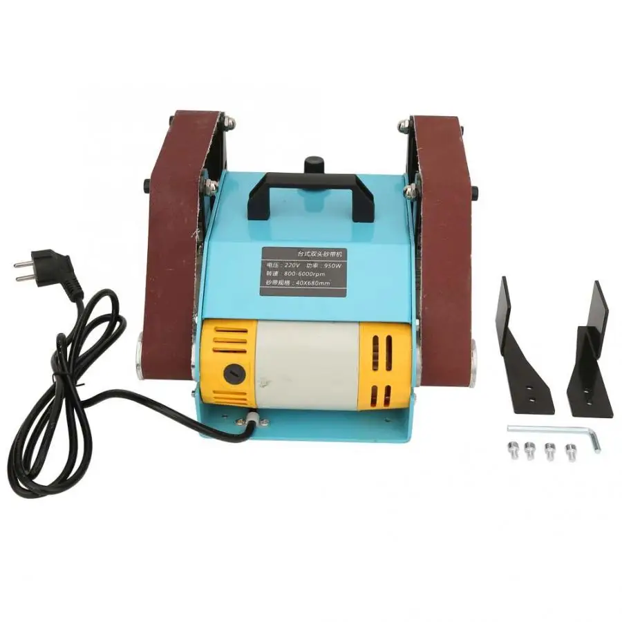 

Electric Belt Sanding Machine Angle Grinder Sander Double Head Sanding Desktop Belt Grinding Polishing machine 950W EU Plug 220V