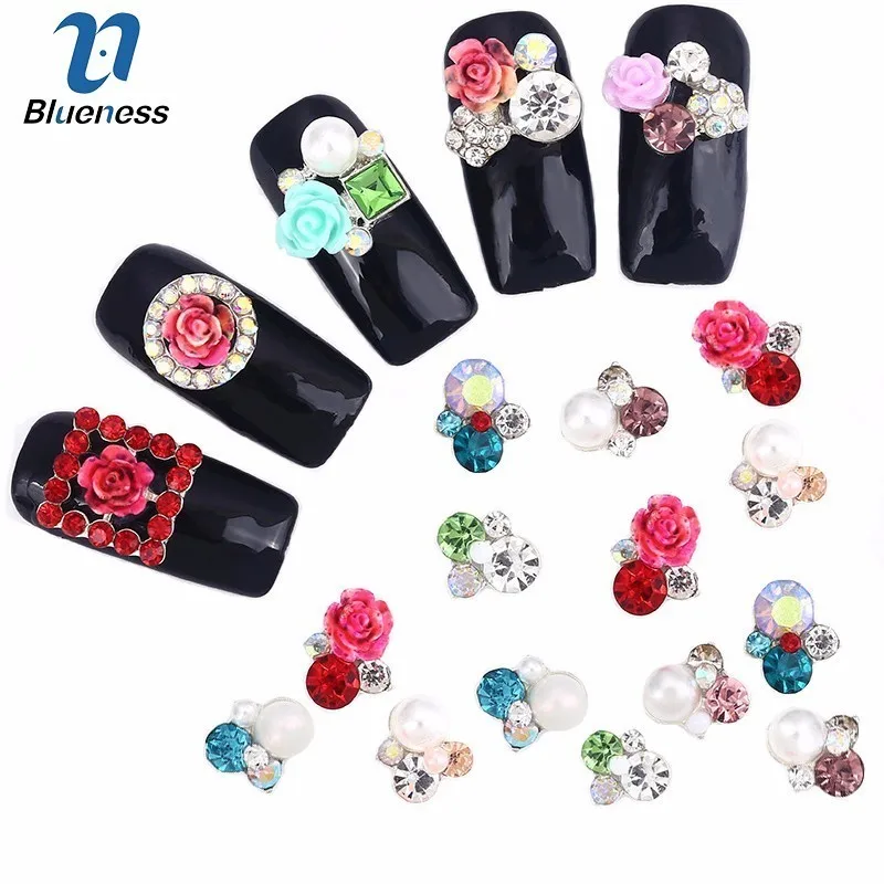 Blueness 10Pcs Colorful Nail Stud 3D Rhinestones Alloy Manicure UV Gel Polish Nails Accessories Studs DIY Art Decorations | Красота и