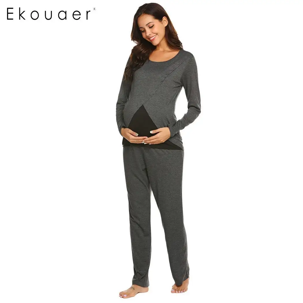 Пижама Ekouaer Женская пижама с длинным рукавом комплект из двух