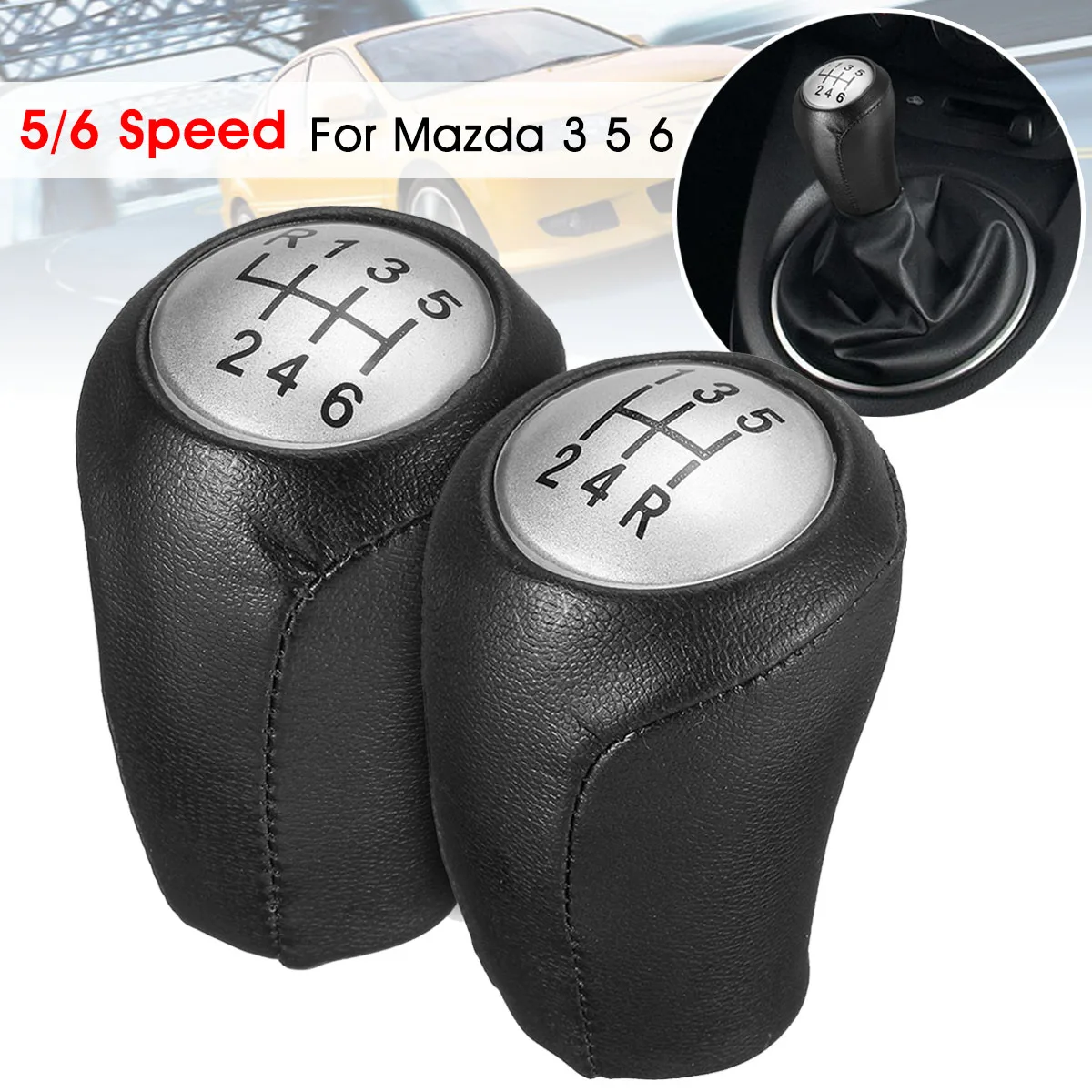 

5 6 Speed Manual Car Gear Leather Shift Knob Lever Shifter Knob Head For Mazda 3 5 6