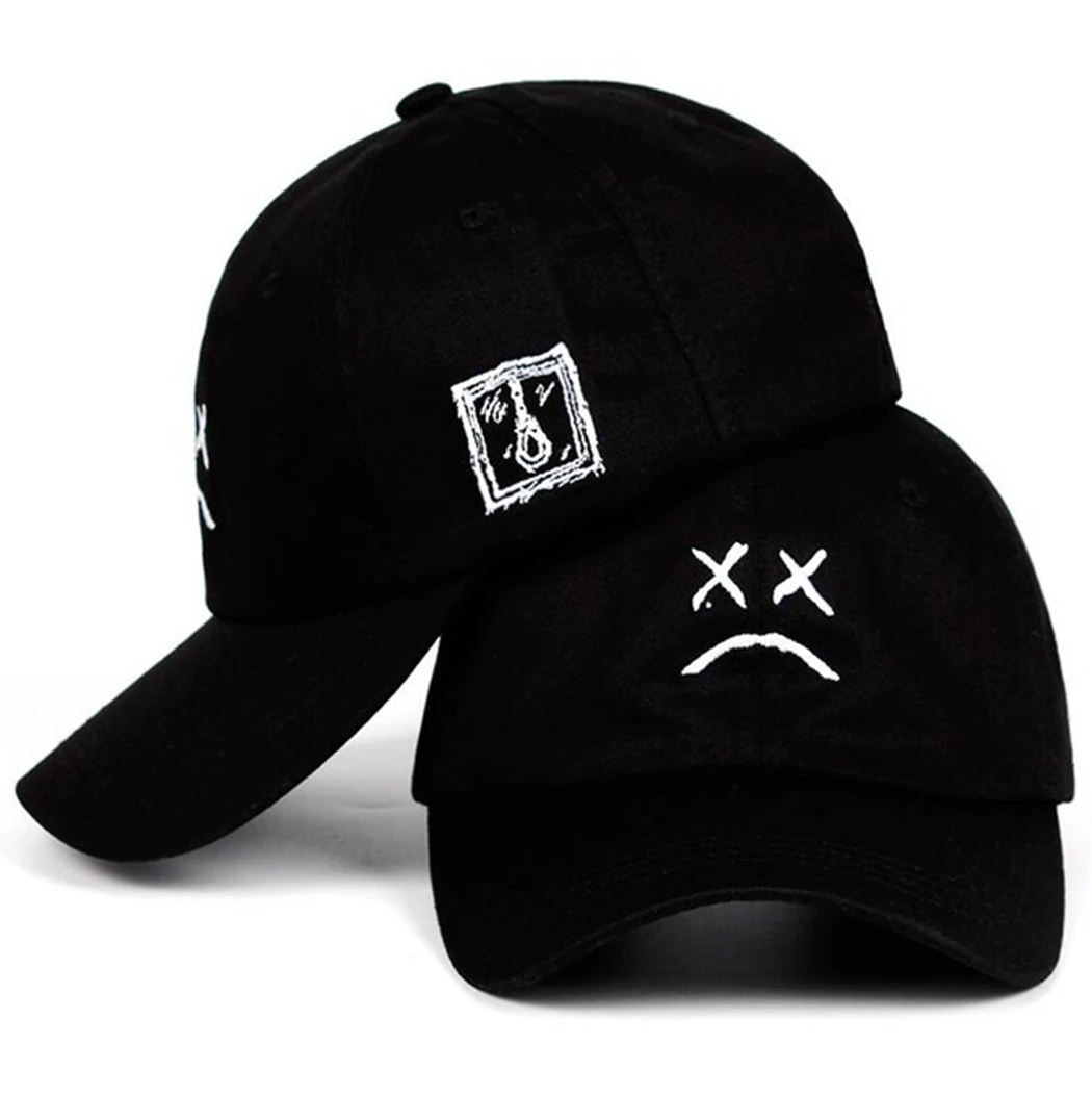 

Sad Face Hat Hip Hop Cap Lil Peep Dad Hat Embroidery Cotton Baseball Cap Golf Love Snapback Women Men Sun Hats Black Pink Caps