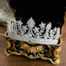 Все фианиты тиара невесты циркония роскошная Корона Гребень-украшение лента для волос Свадебные аксессуары для волос для свадьбы принцесса CZ Корона
