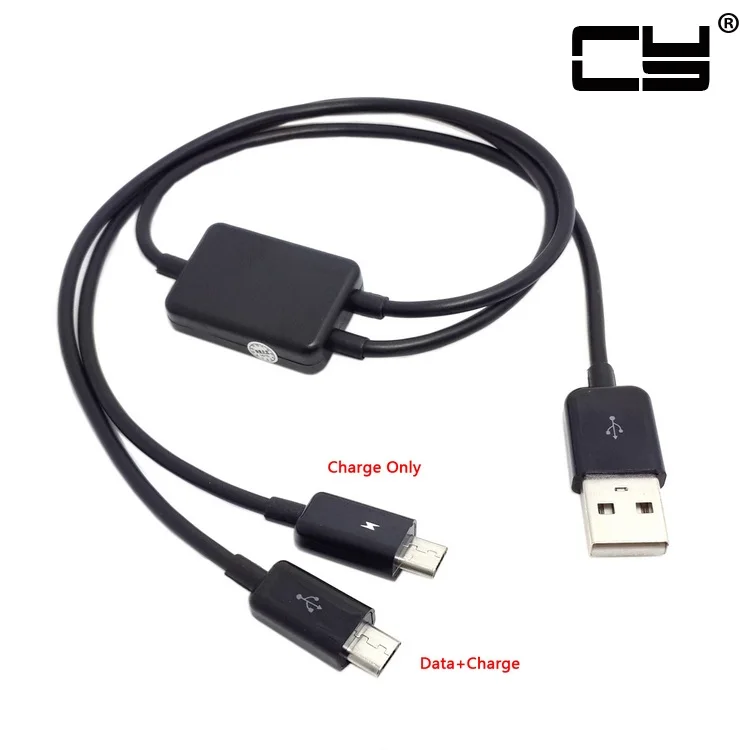 

Combo USB to Micro USB Dual Plug Data Charger Splitter Cable 2 in 1 for HTC Sam sung Cell Phone & Tablet 50cm Black