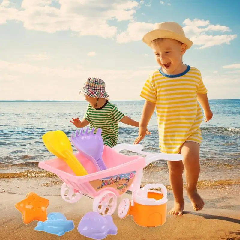 astounding 7pcs/Net Bag Summer 2019 Beach Toy Trolley 7pcs of Net Bag Child Summer Beach Play Sand Water Tools
