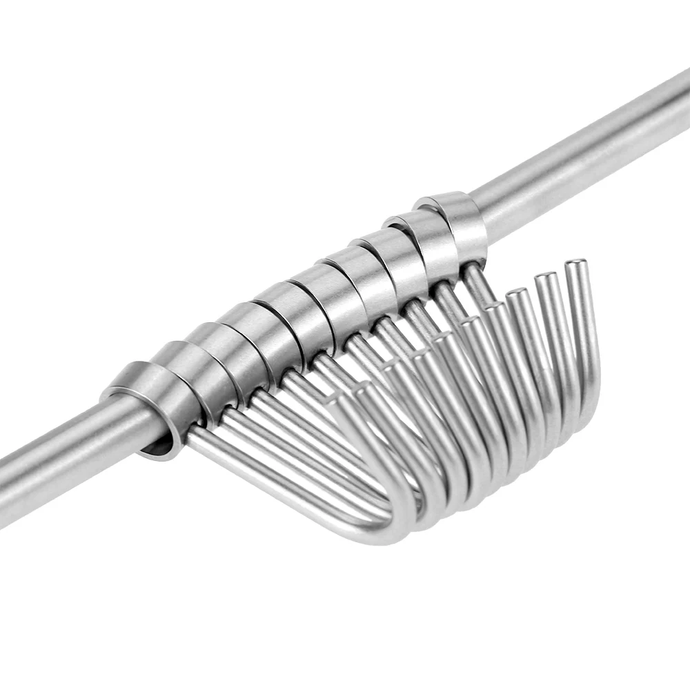 

7/10pcs Moveable Hooks Multi-purpose 304 Stainless Steel Wall-mounted Hook Rack Hanger For Kitchen Bathroom Storage Organizer