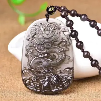 

Natural Ice Kinds Of Obsidian Hand-carved Dragon Pendant Free Beads