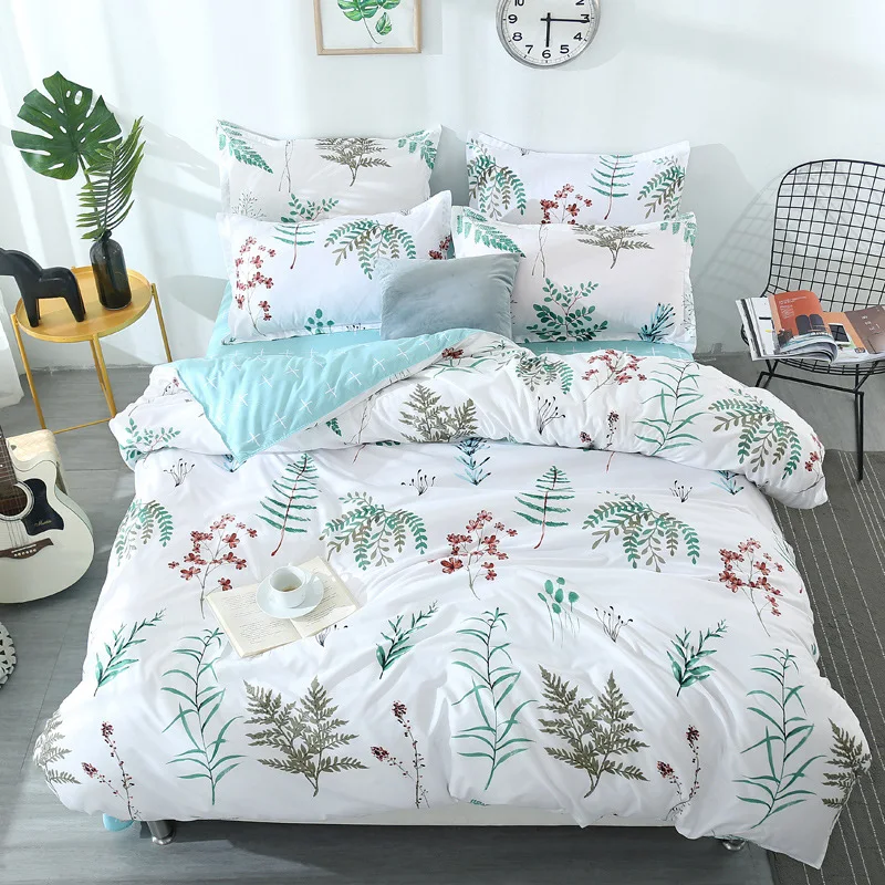 

Bedding Sets Plant Print Sheet Pillowcase and Duvet Cover Sets Pastoral Style Fashion Bedding Twin/Full/Queen/King Size