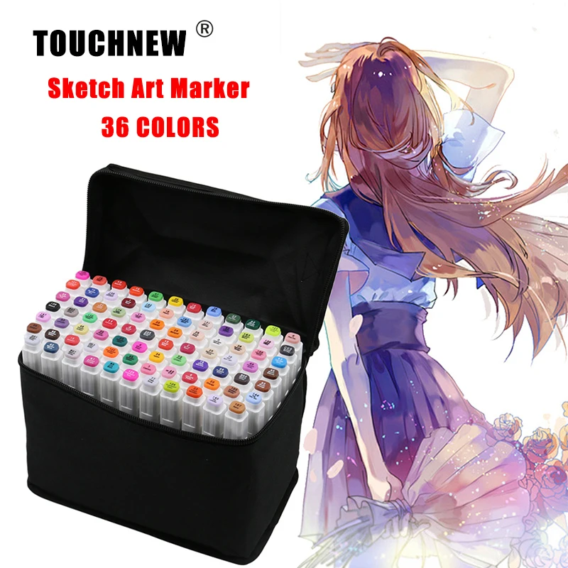 

TOUCHNEW 36 Color Sketch Marker Set Art Marker Alcohol Based Dual Head Brush Pen For Drawing Manga Art Supplies Markers